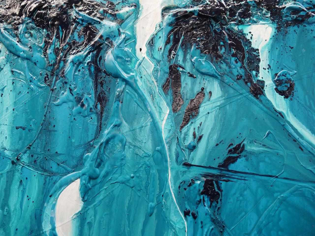 Turquoise Moon 120cm x 100cm Malt Teal Textured Abstract Painting