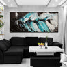 Turquoise Rapture 240cm x 100cm Black Turquoise White Textured Abstract Painting (SOLD)-Abstract-[Franko Artist]-[Cheryl]-[Wendy]-[Gabriela]-Franklin Art Studio