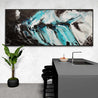 Turquoise Rapture 240cm x 100cm Black Turquoise White Textured Abstract Painting (SOLD)-Abstract-Franko-[huge]-[Australian]-[best Selling]-Franklin Art Studio