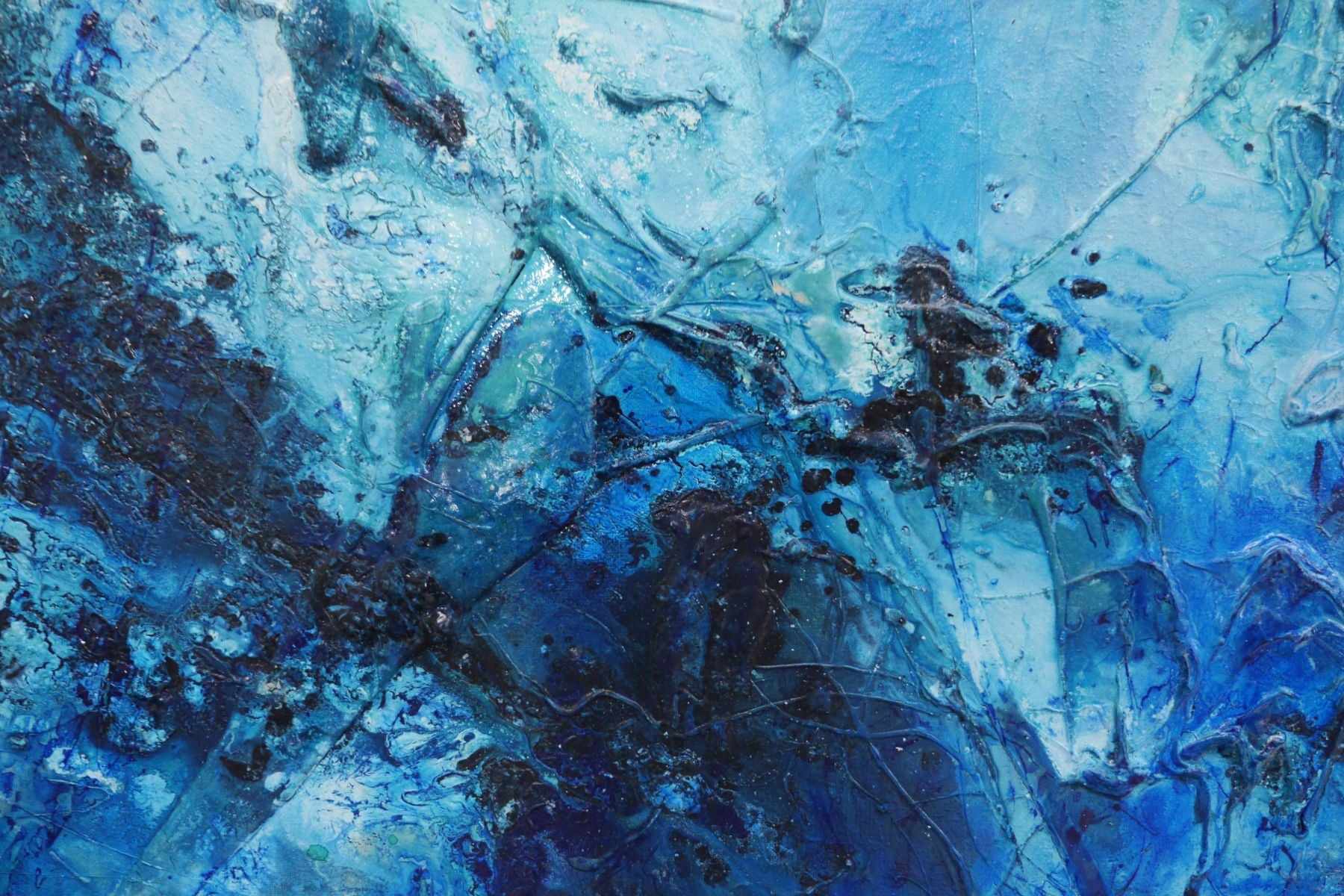 Turquoise Reef 240cm x 100cm Blue Cream Textured Abstract Painting (SOLD)
