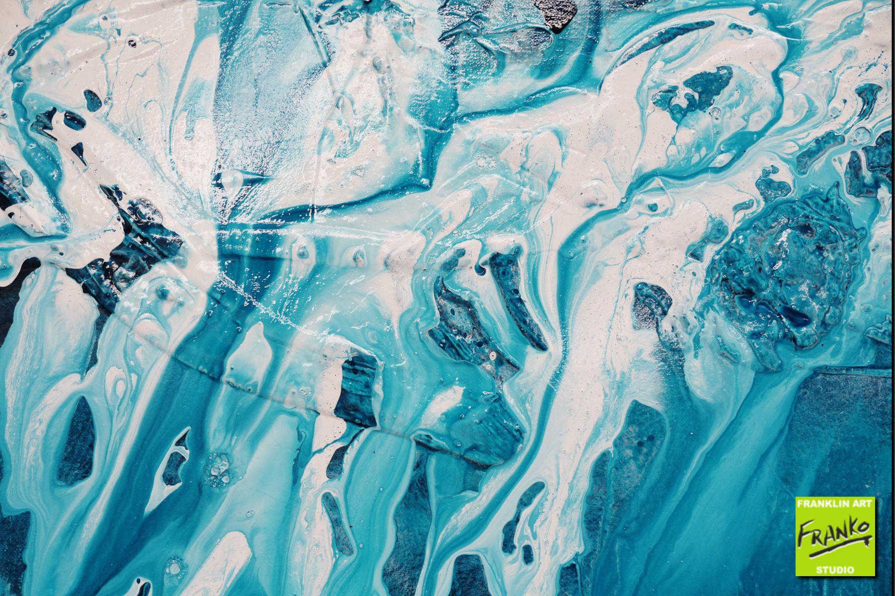 Turquoise Style 140cm x 100cm Blue White Textured Abstract Painting (SOLD)