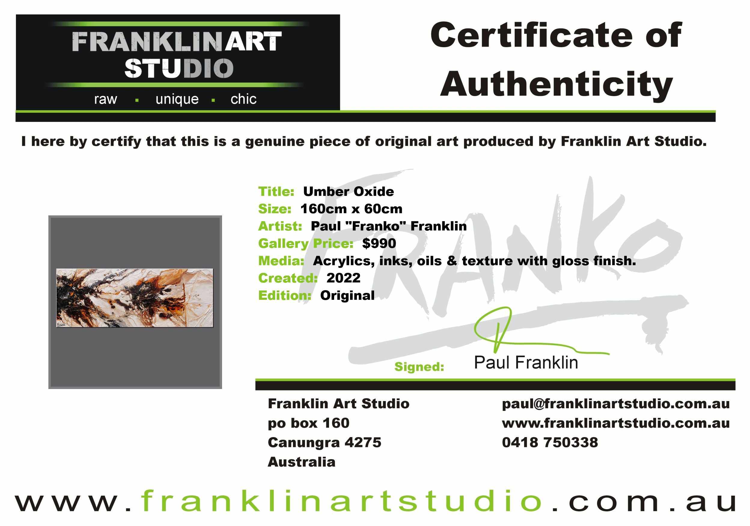 Umber Oxide 160cm x 60cm Rust Oxide White Textured Abstract Painting-Abstract-[Franko Artist]-[The Block]-[Dream Homes]-[ideas]-Franklin Art Studio