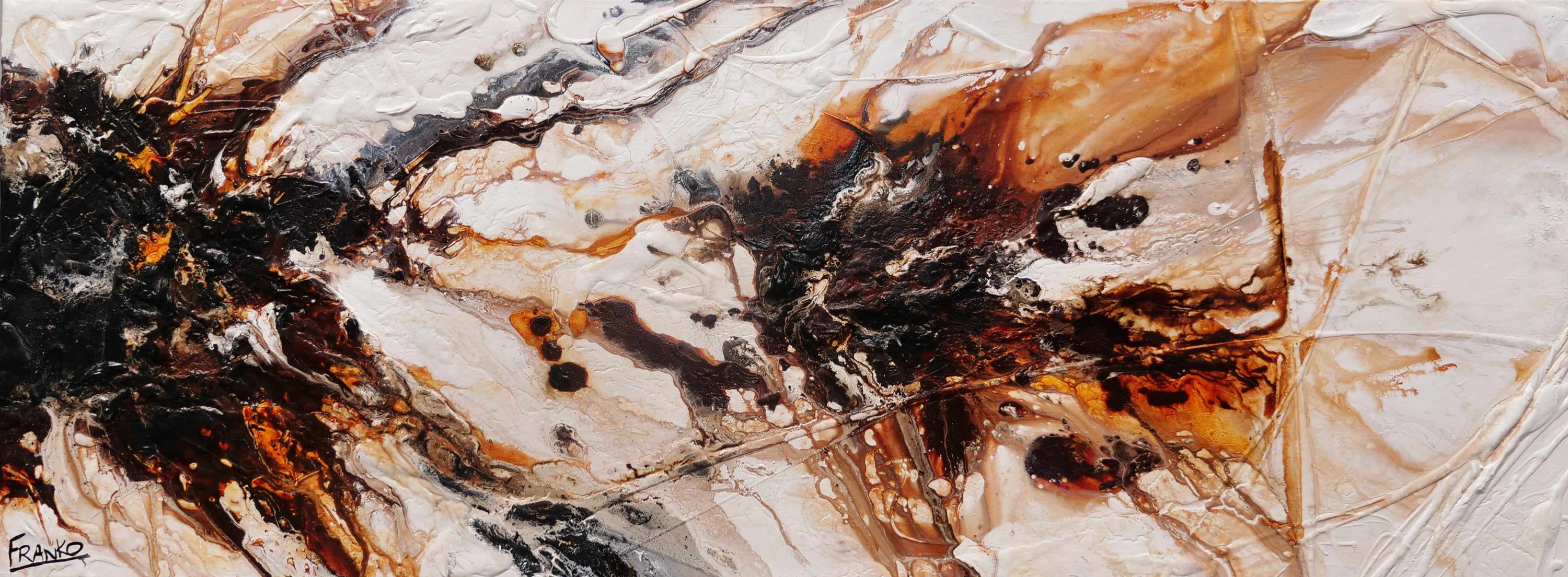Umber Oxide 160cm x 60cm Rust Oxide White Textured Abstract Painting-Abstract-[Franko]-[Australian Artist]-[Large]-[Popular]-Franklin Art Studio