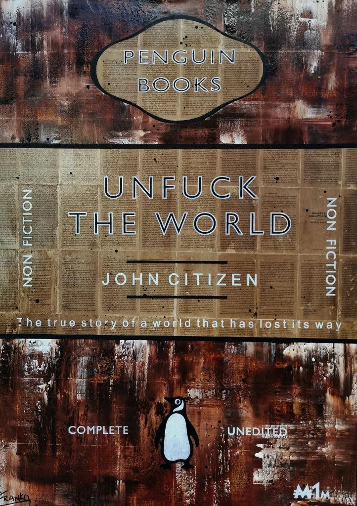 Unfuck - The Vintage Version 140cm x 100cm Unfuck The World Urban Pop Book Club Painting-book club-[Franko]-[Australian Artist]-[Large]-[Popular]-Franklin Art Studio