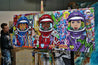 United Colours of Love 240cm x 100cm Space Cadets Textured Urban Pop Art Painting (SOLD)-urban pop-Franko-[franko_artist]-[Art]-[interior_design]-Franklin Art Studio