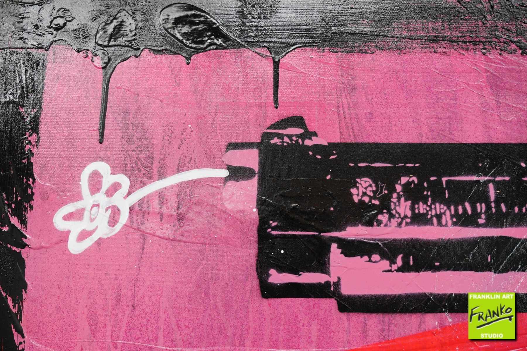 Vandalized 140cm x 100cm Andy Warhol Pink Guns Textured Urban Pop Art Painting (SOLD)