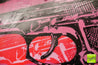 Vandalized 140cm x 100cm Andy Warhol Pink Guns Textured Urban Pop Art Painting (SOLD)-urban pop-[Franko]-[Artist]-[Australia]-[Painting]-Franklin Art Studio