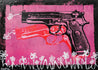 Vandalized 140cm x 100cm Andy Warhol Pink Guns Textured Urban Pop Art Painting (SOLD)-urban pop-Franko-[Franko]-[Australia_Art]-[Art_Lovers_Australia]-Franklin Art Studio