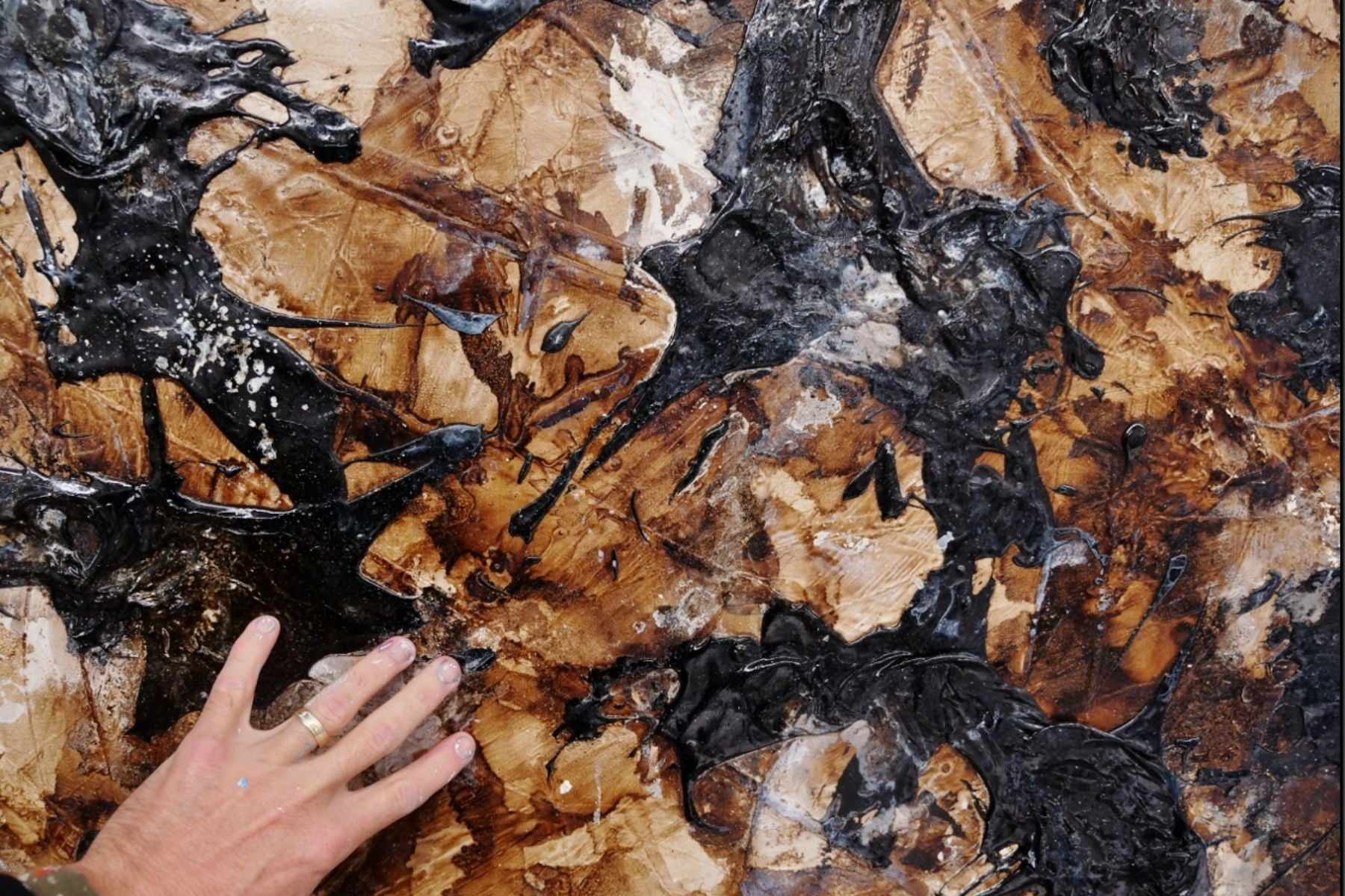 Vanilla Licorice 240cm x 100cm Black Rust Textured Abstract Painting (SOLD)