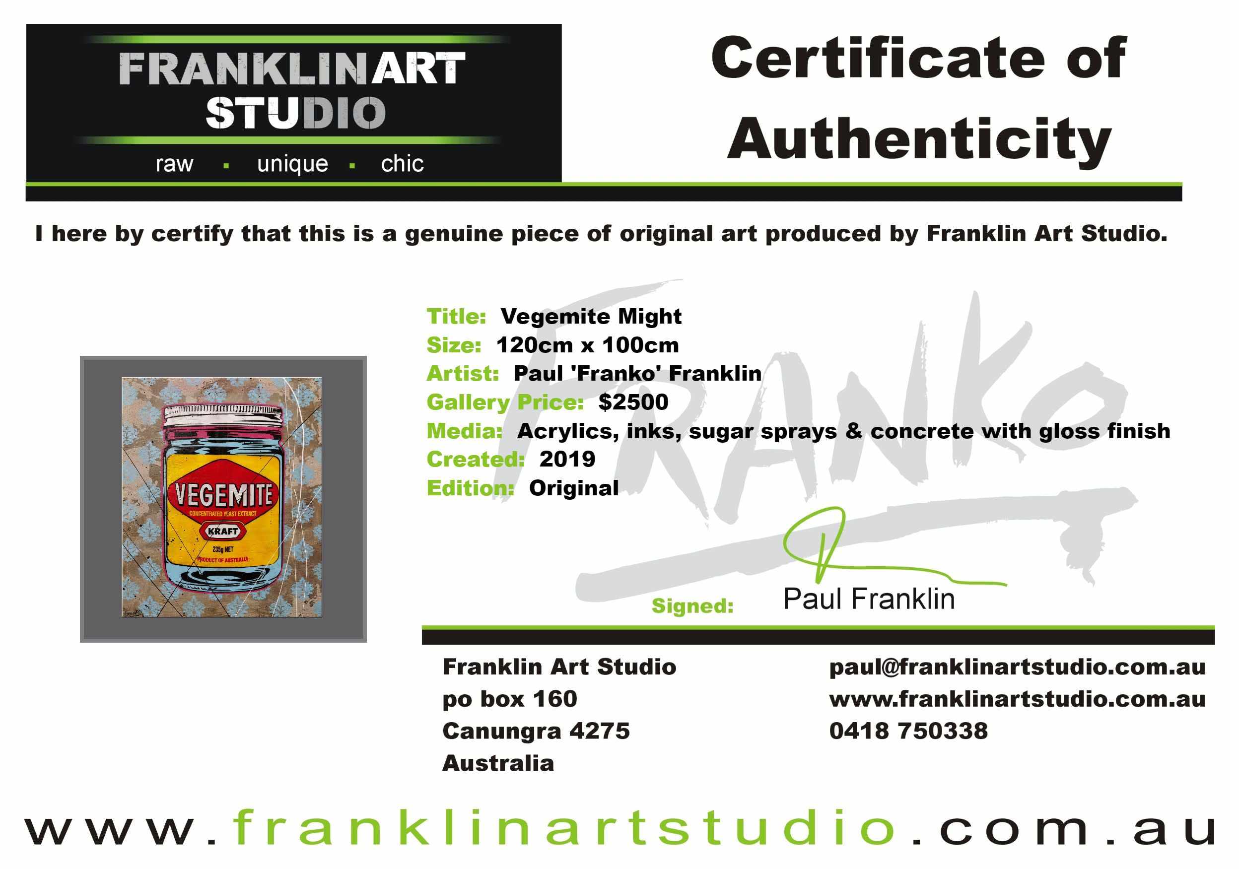Vegemite Might 120cm x 100cm Vegemite Textured Urban Pop Art Painting (SOLD)-concrete-[Franko Artist]-[Cheryl]-[Wendy]-[Gabriela]-Franklin Art Studio