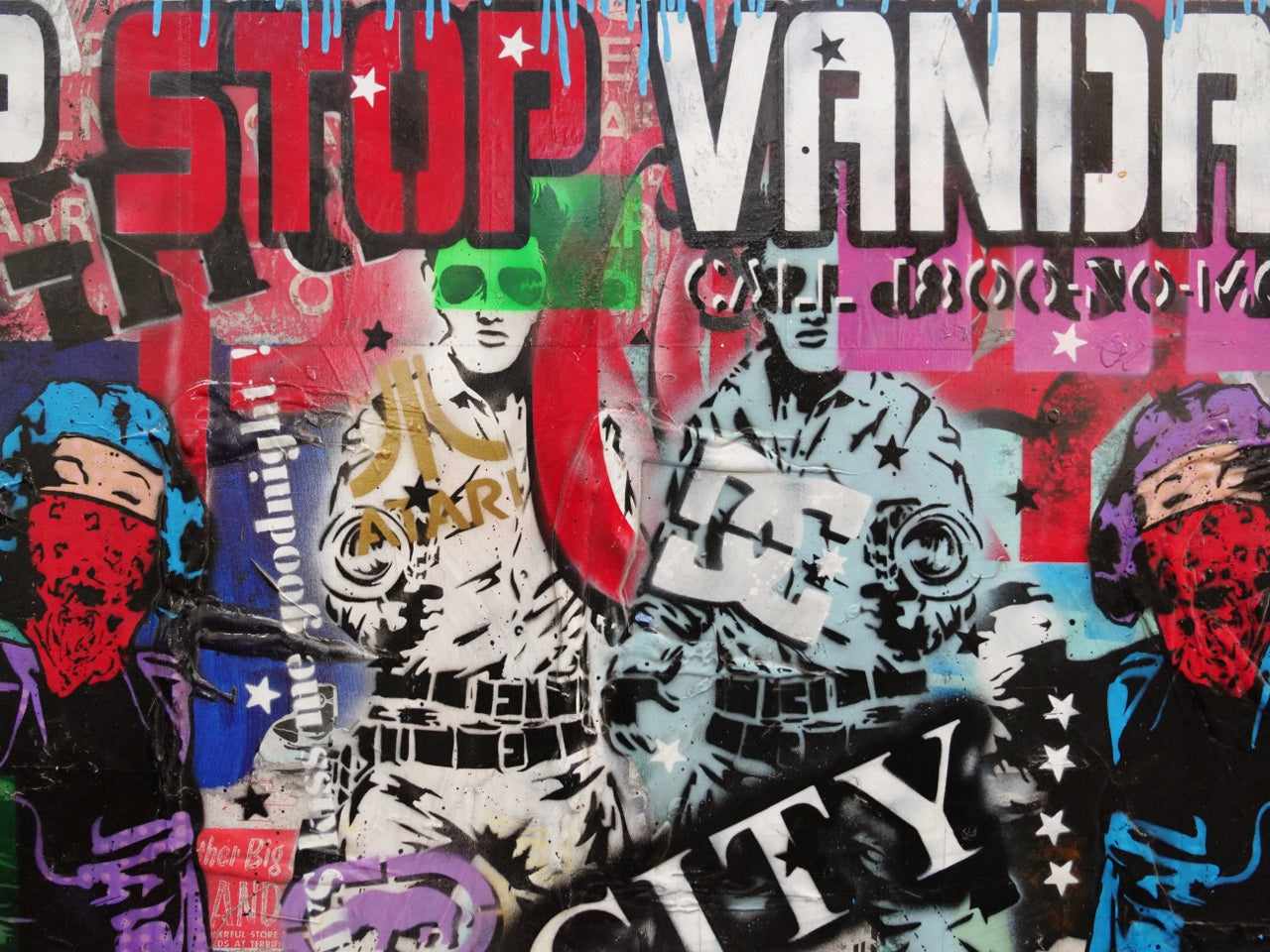 Vintage Enforcer 240cm x 100cm Graffiti Textured Urban Pop Art Painting (SOLD)