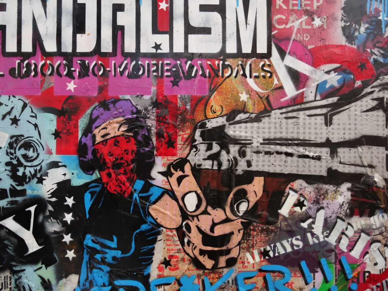 Vintage Enforcer 240cm x 100cm Graffiti Textured Urban Pop Art Painting (SOLD)
