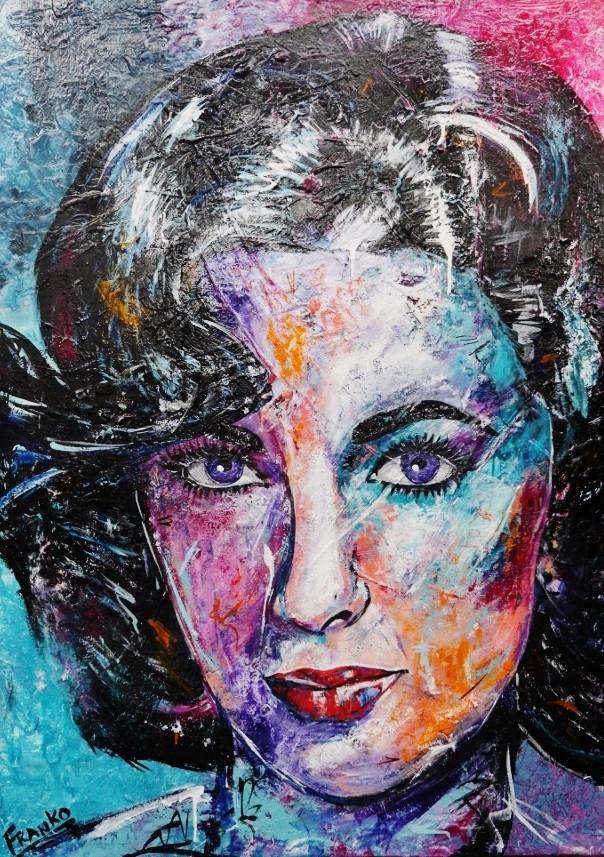 Violet Beauty 140cm x 100cm Elizabeth Taylor Painting (SOLD)-abstract realism-Franko-[Franko]-[Australia_Art]-[Art_Lovers_Australia]-Franklin Art Studio