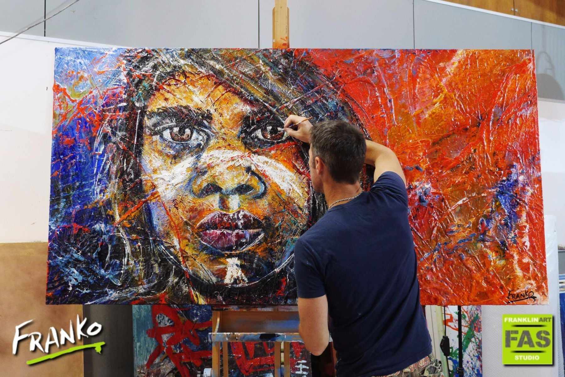 update alt-text with template Warrior Stripe 190cm x 100cm Aboriginal Warrior Painting (SOLD)-abstract realism-[Franko_Artist]-[The_Block]-[Dream_Homes]-[ideas]- [Grand_Designs]-Franklin Art Studio