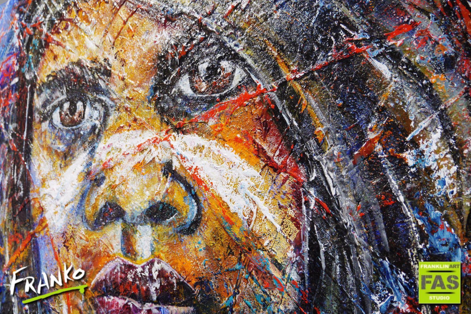 Warrior Stripe 190cm x 100cm Aboriginal Warrior Painting (SOLD)-abstract realism-[Franko]-[Artist]-[Australia]-[Painting]-Franklin Art Studio