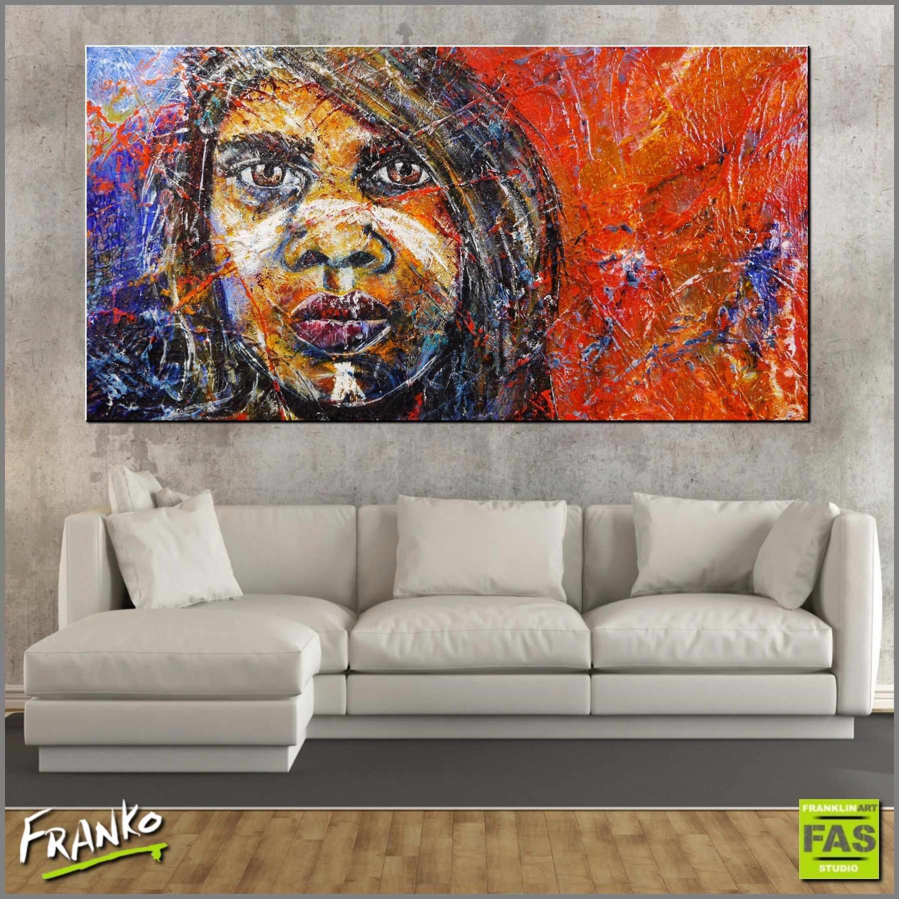 Warrior Stripe 190cm x 100cm Aboriginal Warrior Painting (SOLD)-abstract realism-[Franko_Artist]-[Australian_artist]-[Gold_Coast]-[Brisbane]-[modern]-[contemporary]-[original]-[Large_artwork]-[The_Block]-[Dream_Homes]-[ideas]-[Grand_Designs]-[Art_Lover]-Franklin Art Studio