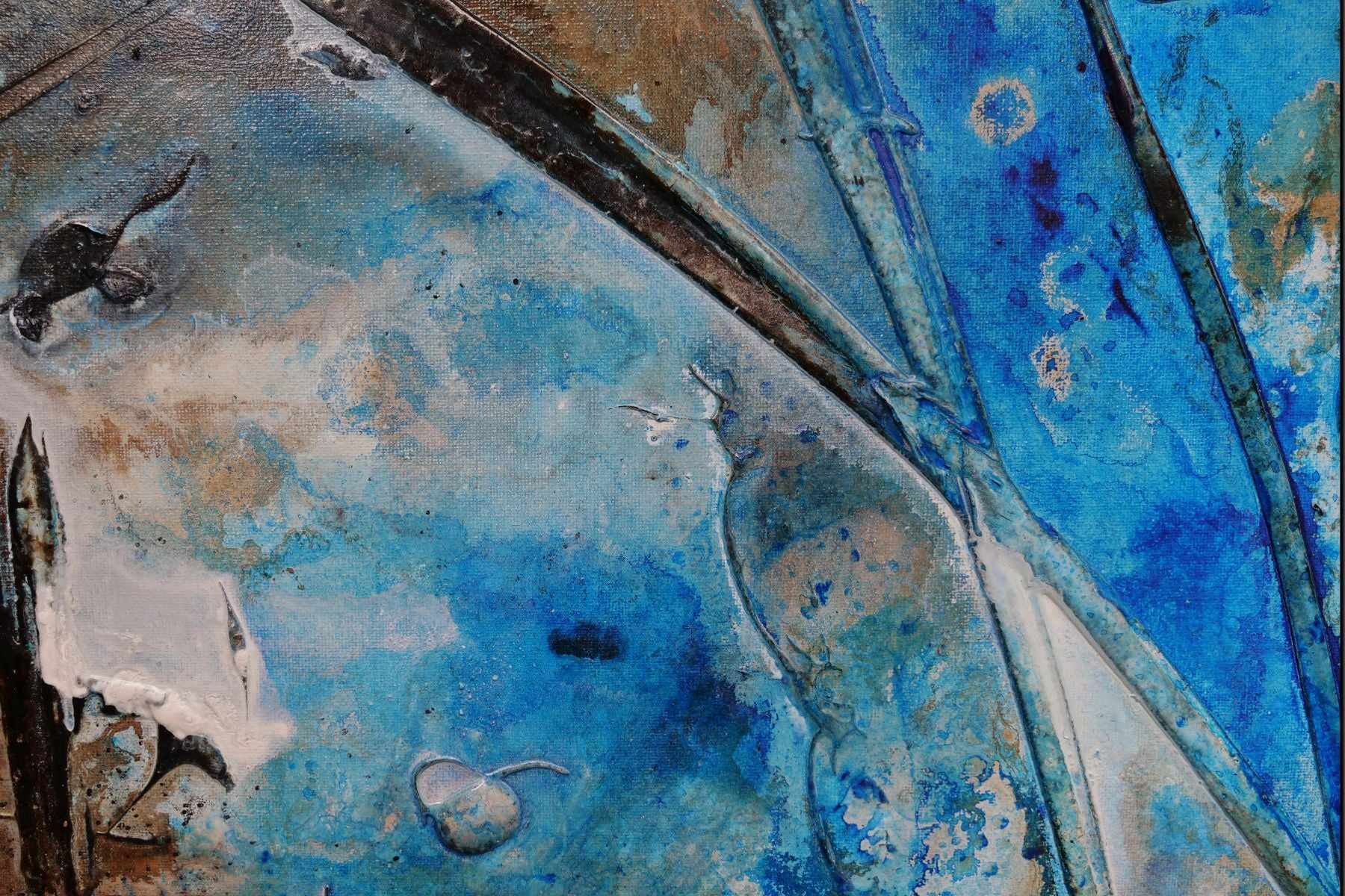 Washed Rust 160cm x 100cm Blue Rust Textured Abstract Painting (SOLD)