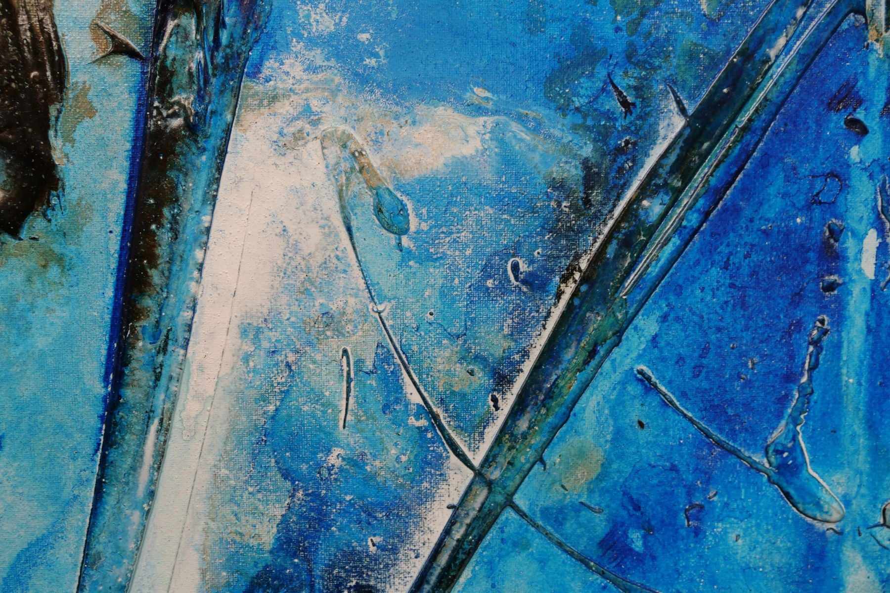 Washed Rust 160cm x 100cm Blue Rust Textured Abstract Painting (SOLD)-Abstract-[Franko]-[Artist]-[Australia]-[Painting]-Franklin Art Studio
