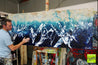Washed Serenity 200cm x 80cm Cream Blue Textured Abstract Painting (SOLD)-Abstract-Franko-[franko_artist]-[Art]-[interior_design]-Franklin Art Studio