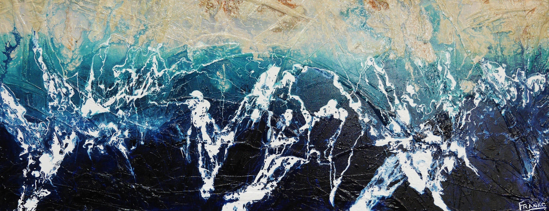 Washed Serenity 200cm x 80cm Cream Blue Textured Abstract Painting (SOLD)-Abstract-Franko-[Franko]-[Australia_Art]-[Art_Lovers_Australia]-Franklin Art Studio