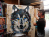 Westward Wolf 120cm x 120cm Wolf Abstract Realism Book Club Painting (SOLD)-book club-Franko-[franko_artist]-[Art]-[interior_design]-Franklin Art Studio