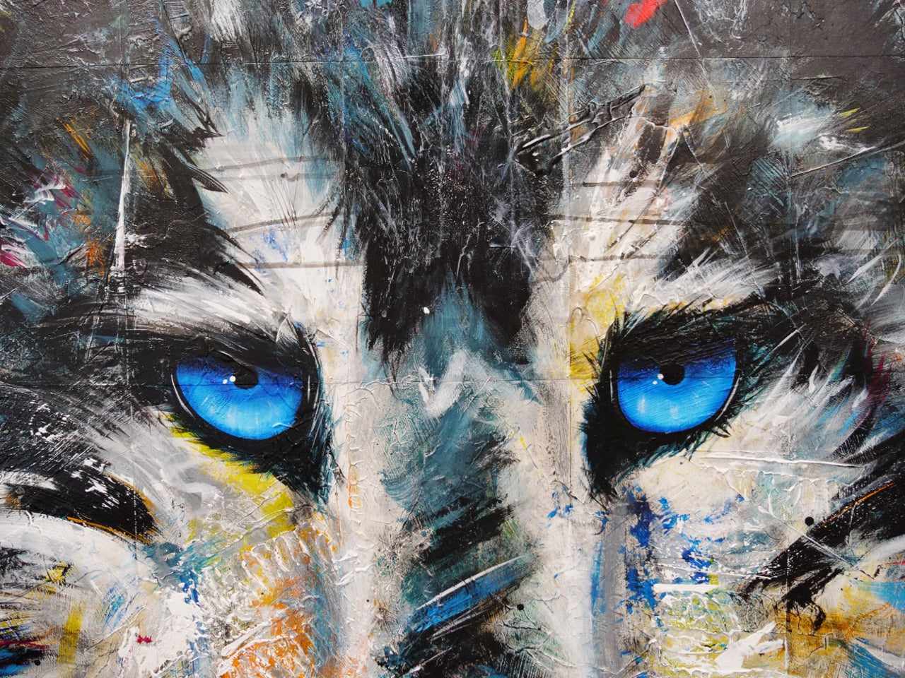 Westward Wolf 120cm x 120cm Wolf Abstract Realism Book Club Painting (SOLD)