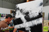 White Jazz 100cm x 100cm Black White Abstract Painting (SOLD)-Abstract-[Franko Artist]-[Gold Coast]-[Brisbane]-[Huge]-Franklin Art Studio