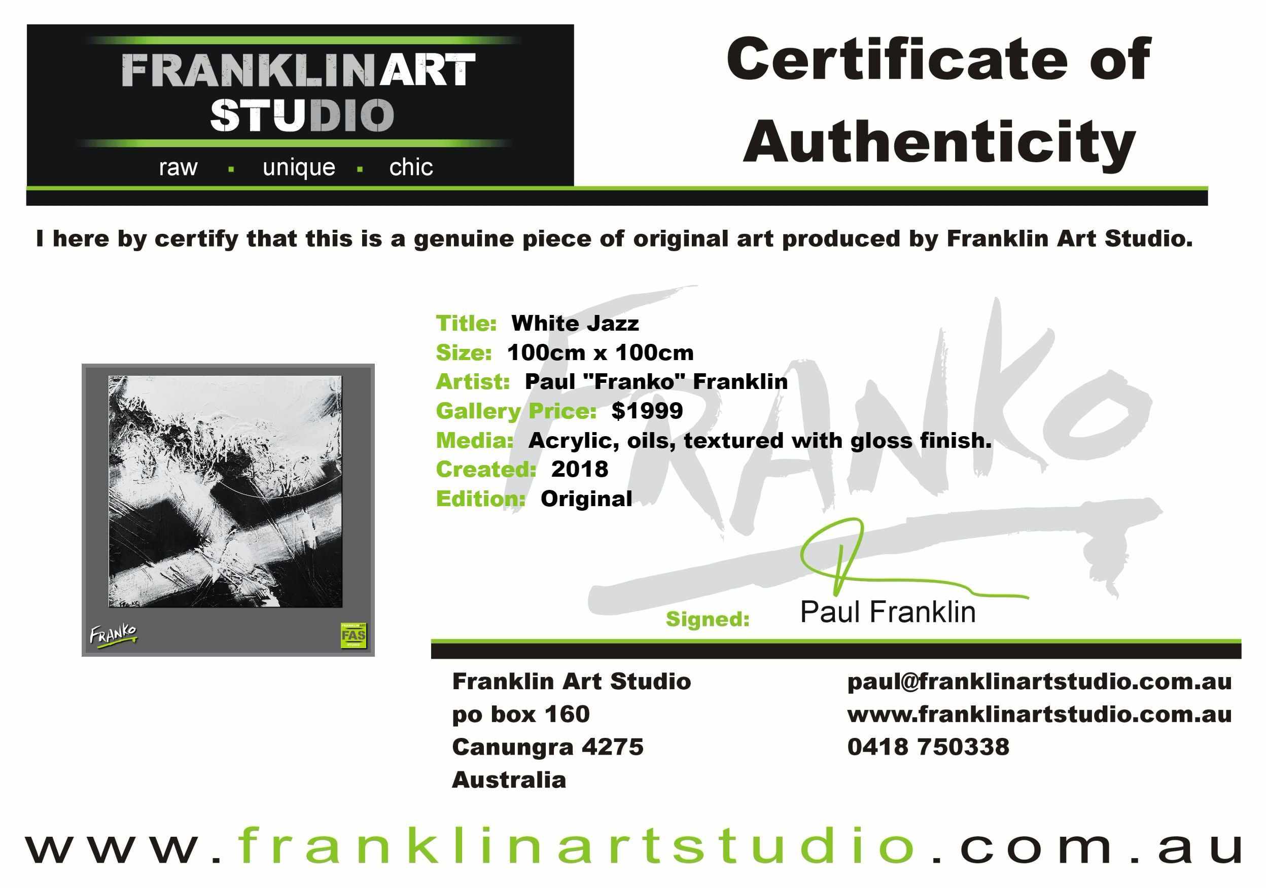 White Jazz 100cm x 100cm Black White Abstract Painting (SOLD)-Abstract-Franko-[franko_art]-[beautiful_Art]-[The_Block]-Franklin Art Studio