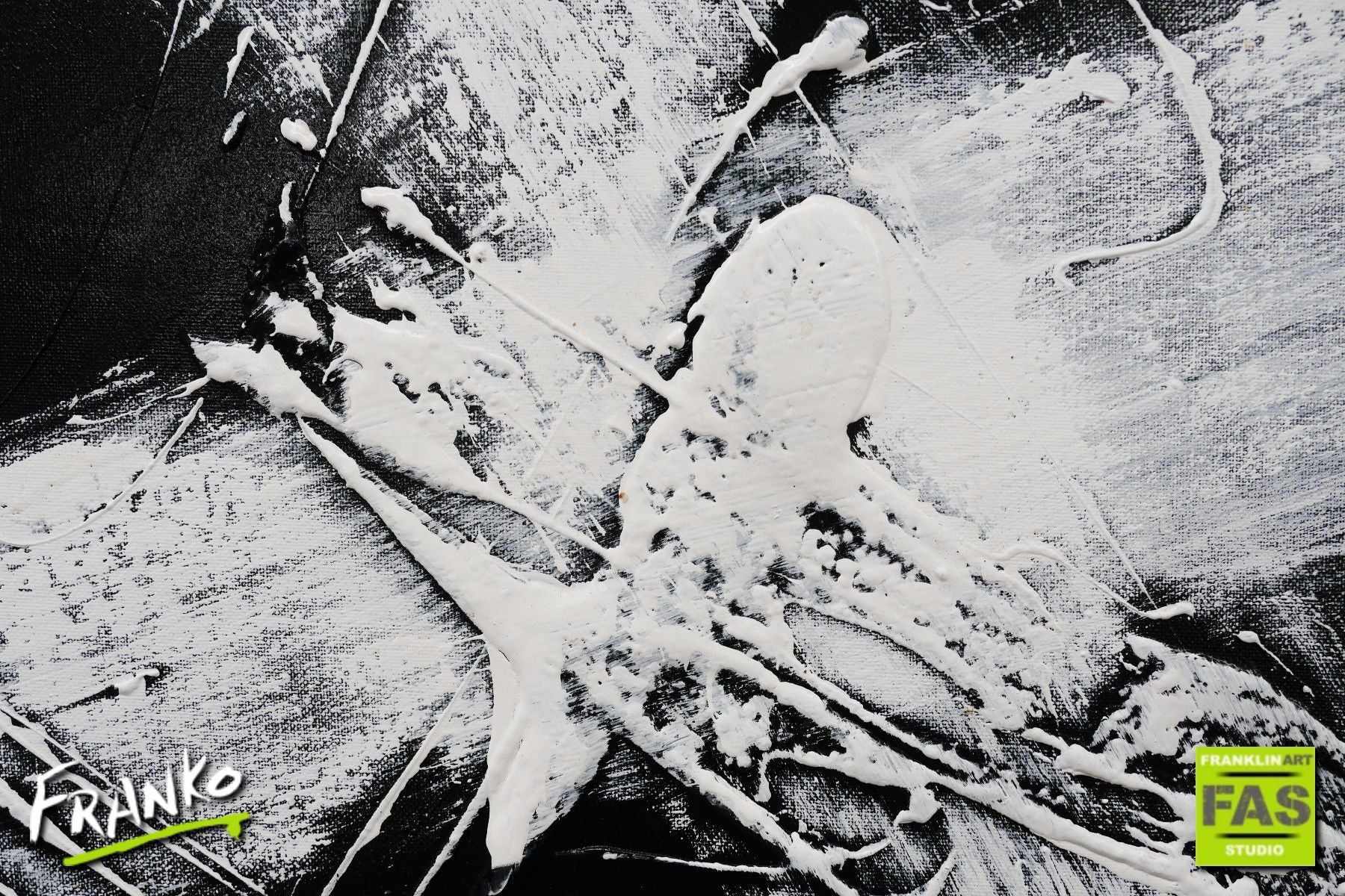 White Jazz 100cm x 100cm Black White Abstract Painting (SOLD)