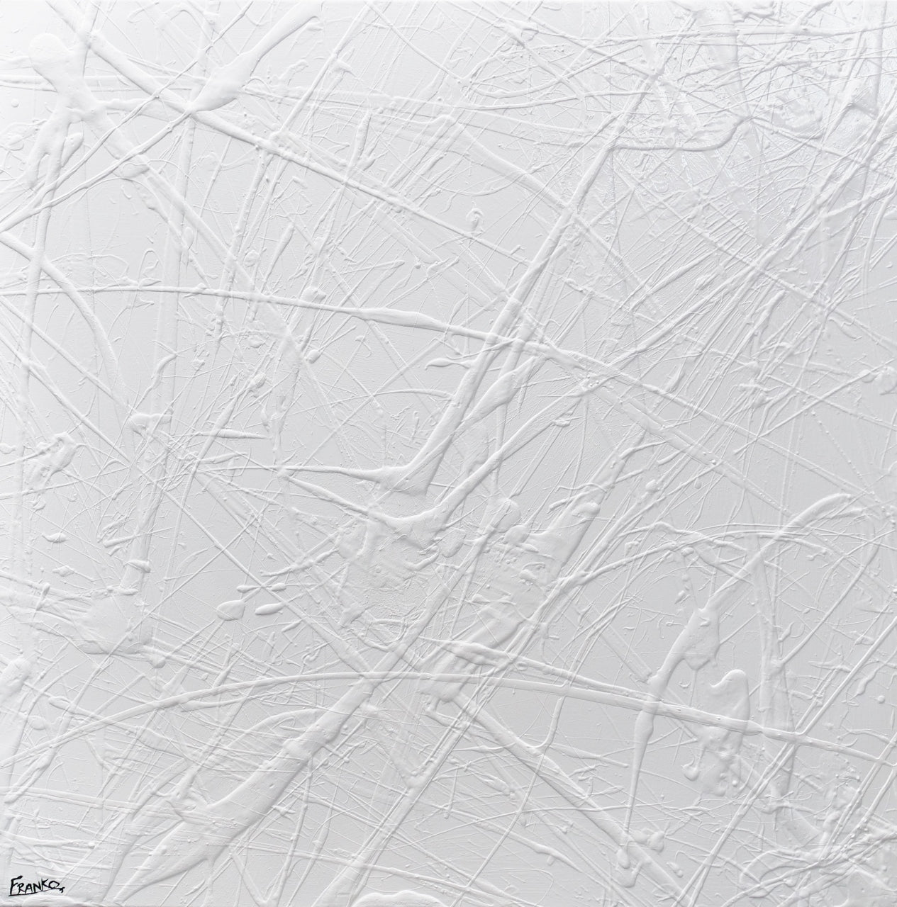 White Lines 120cm x 120cm TEXTURED White Abstract Painting (SOLD)-Abstract-Franko-[Franko]-[Australia_Art]-[Art_Lovers_Australia]-Franklin Art Studio