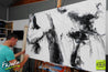 White Mystic 160cm x 100cm White Black Abstract Painting (SOLD)-abstract-Franko-[franko_artist]-[Art]-[interior_design]-Franklin Art Studio