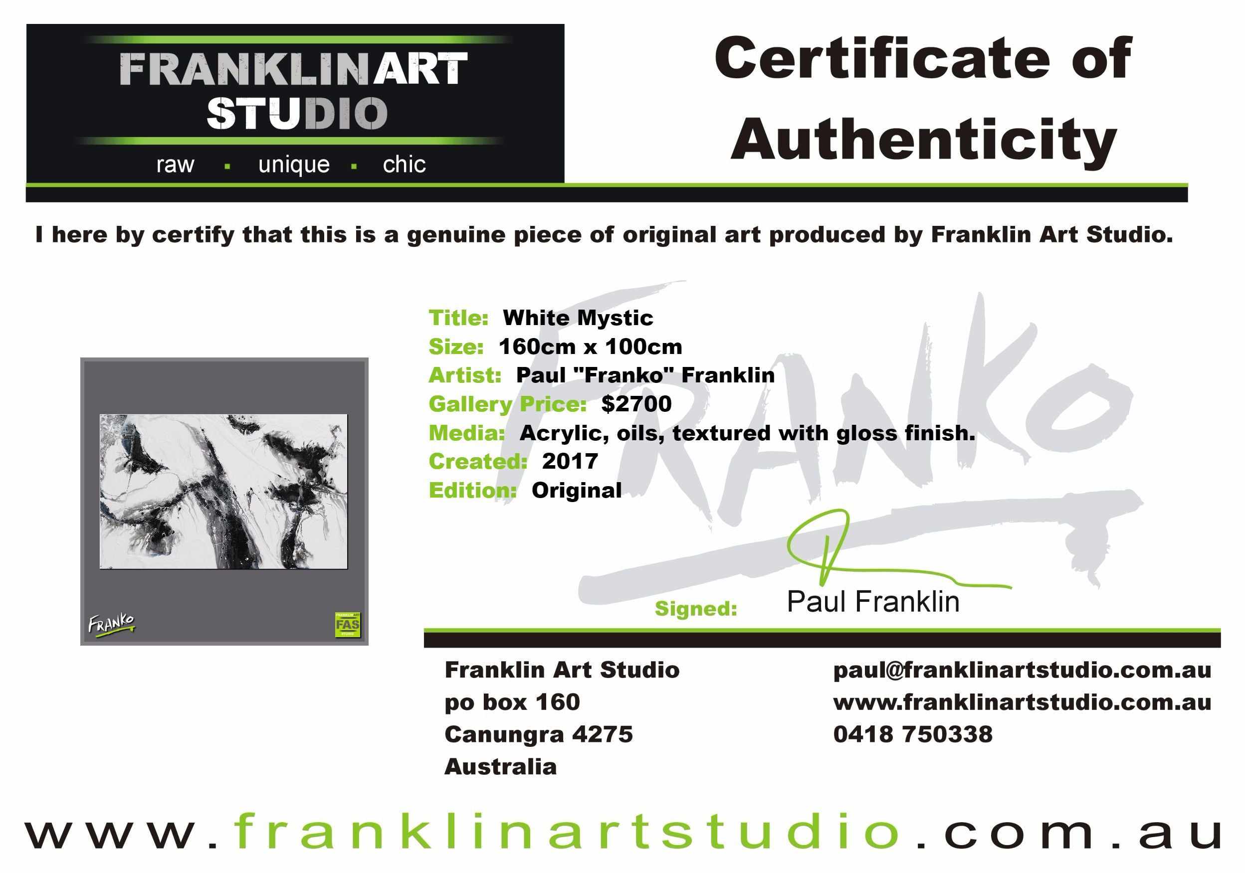 White Mystic 160cm x 100cm White Black Abstract Painting (SOLD)-abstract-Franko-[franko_art]-[beautiful_Art]-[The_Block]-Franklin Art Studio