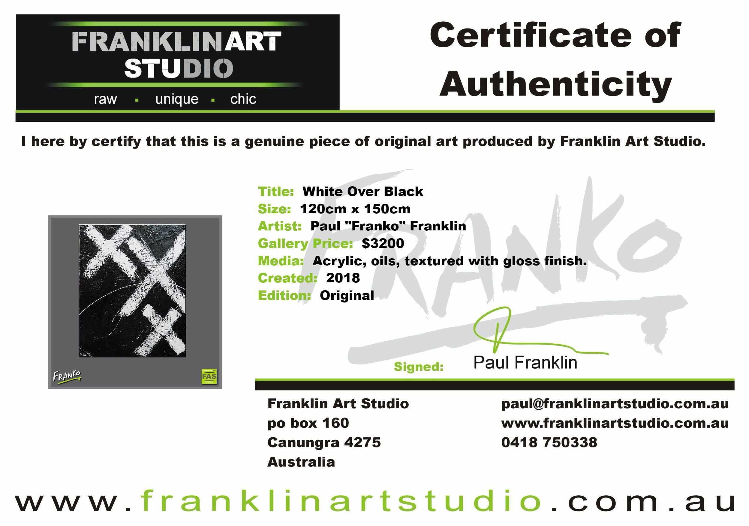 White Over Black 120cm x 150cm White Black Abstract Painting (SOLD)-Abstract-Franko-[franko_art]-[beautiful_Art]-[The_Block]-Franklin Art Studio