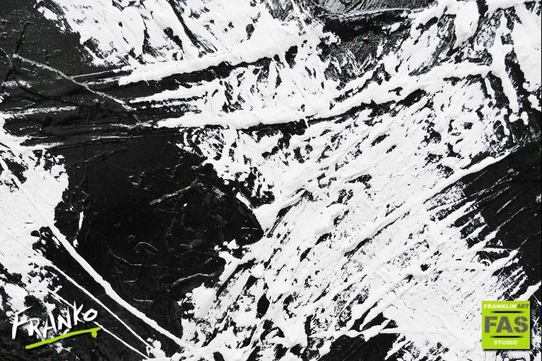 White Over Black 120cm x 150cm White Black Abstract Painting (SOLD)