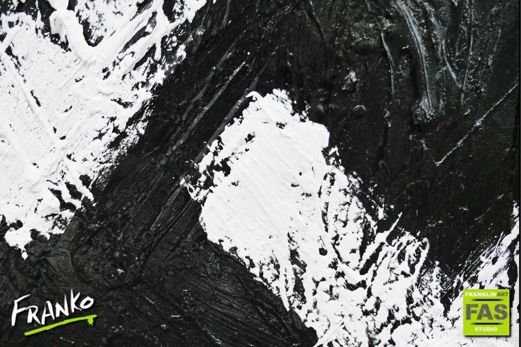 White Over Black 120cm x 150cm White Black Abstract Painting (SOLD)-Abstract-[Franko]-[Artist]-[Australia]-[Painting]-Franklin Art Studio