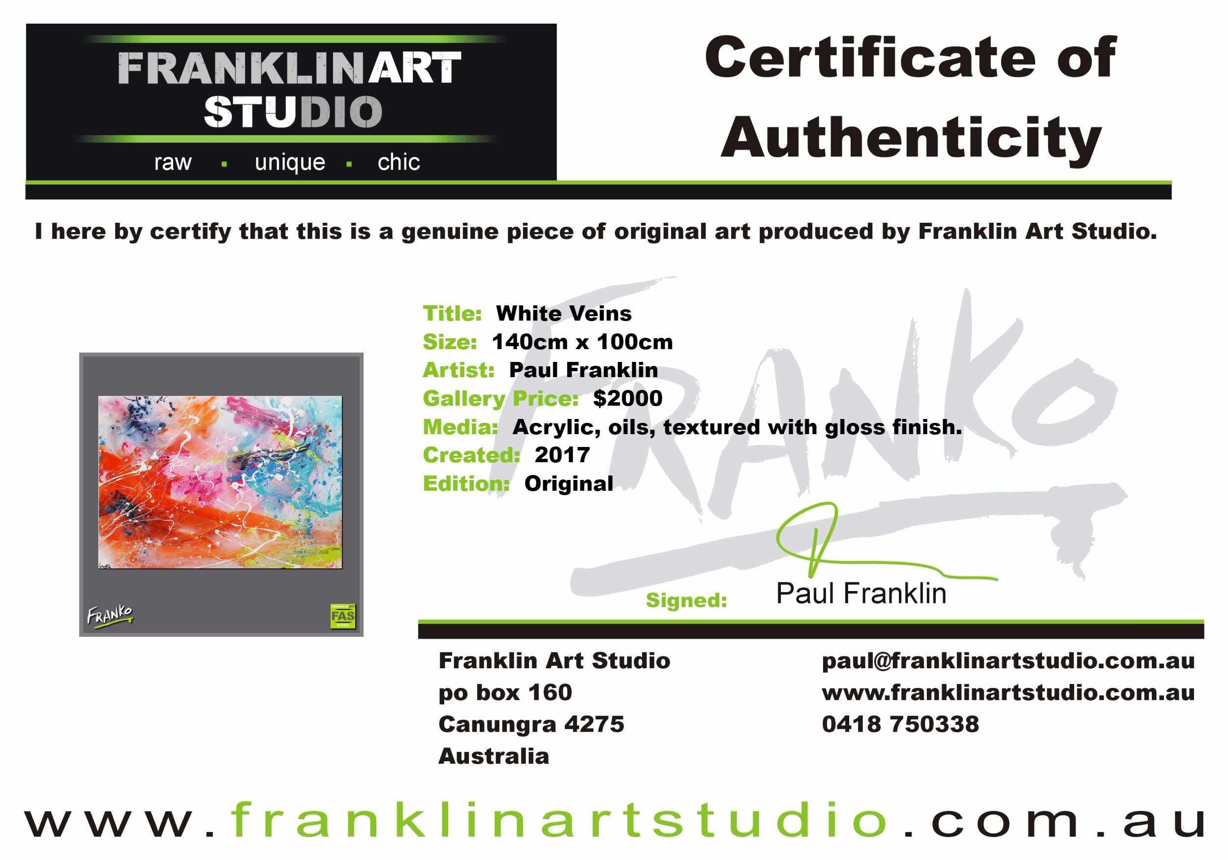 White Veins 140cm x 100cm Orange Pink Blue Abstract Painting (SOLD)-abstract-Franko-[franko_art]-[beautiful_Art]-[The_Block]-Franklin Art Studio