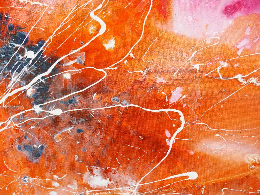 White Veins 140cm x 100cm Orange Pink Blue Abstract Painting (SOLD)