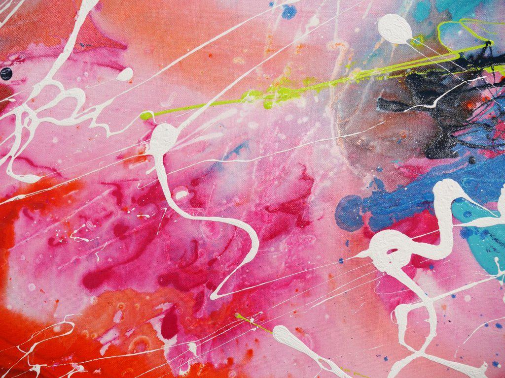 White Veins 140cm x 100cm Orange Pink Blue Abstract Painting (SOLD)