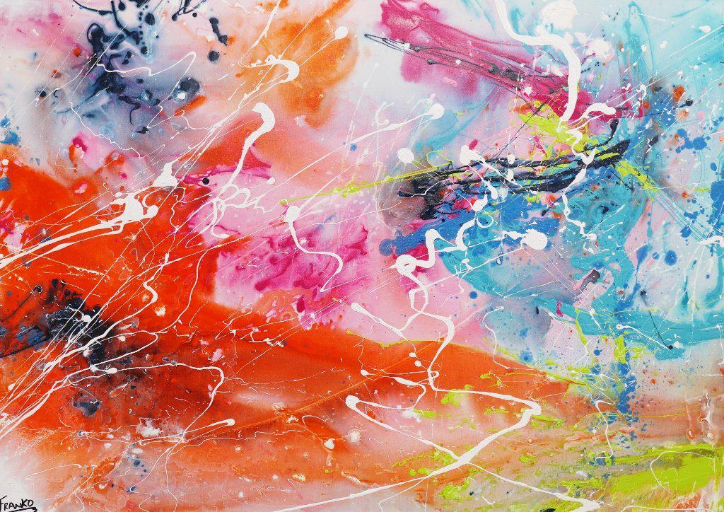 White Veins 140cm x 100cm Orange Pink Blue Abstract Painting (SOLD)-abstract-[Franko ]-[Gallery]-[popular]-[Australia]-Franklin Art Studio