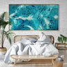 Wild Southern and Ice 190cm x 100cm Teal White Ink Textured Abstract Painting (SOLD)-Abstract-Franko-[huge]-[Australian]-[best Selling]-Franklin Art Studio