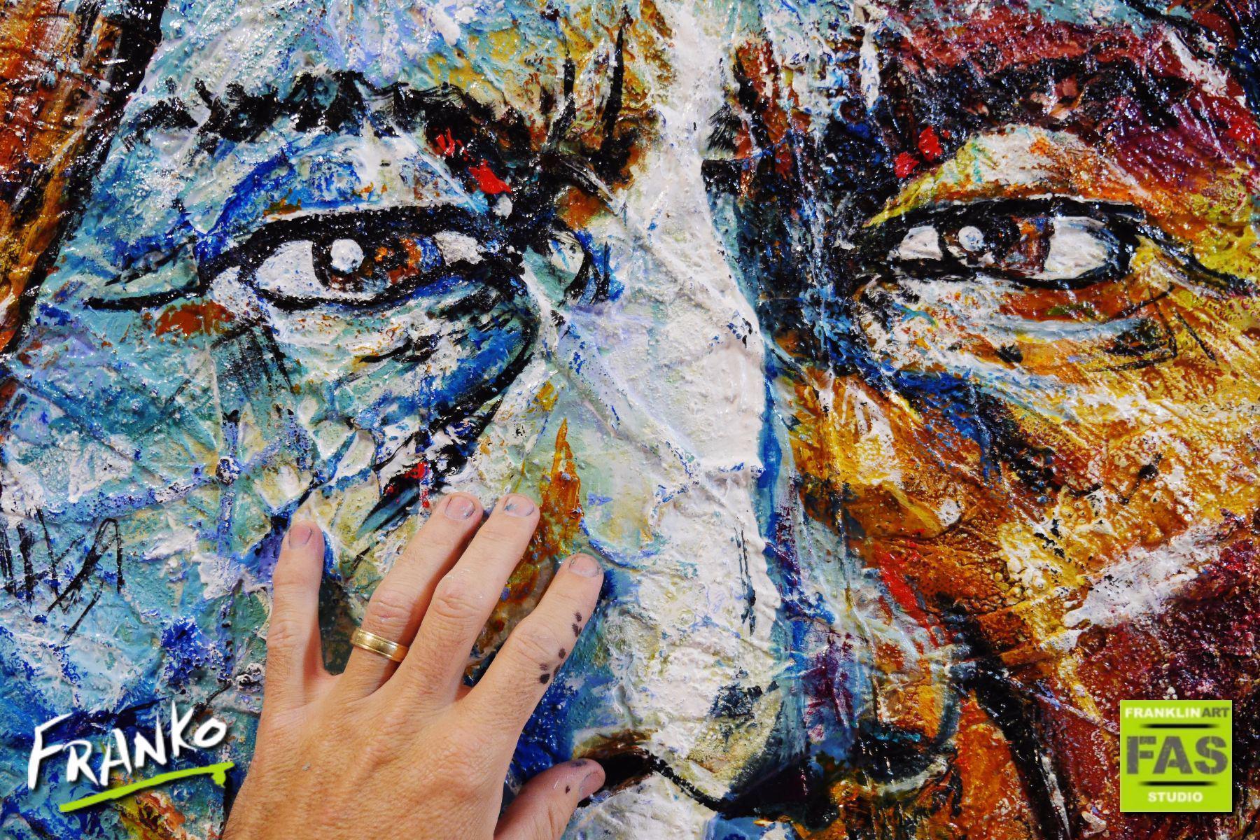 Wisdom Of Sitting Bull 120cm x 150cm Indian Chief Painting (SOLD)-abstract realism-[Franko]-[Artist]-[Australia]-[Painting]-Franklin Art Studio