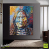 Wisdom Of Sitting Bull 120cm x 150cm Indian Chief Painting (SOLD)-abstract realism-Franko-[Franko]-[huge_art]-[Australia]-Franklin Art Studio
