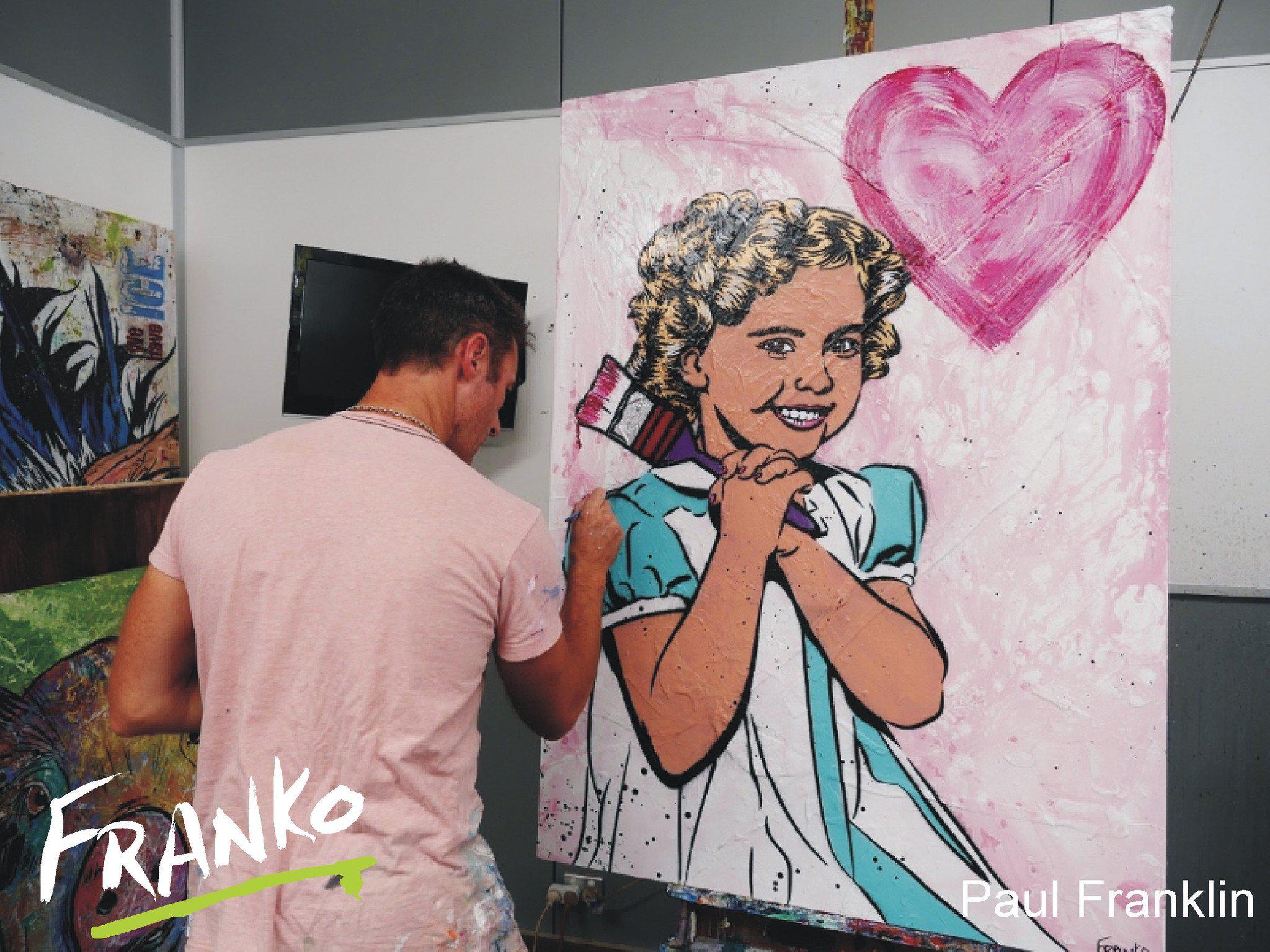 With Love 140cm x 100cm Shirley Temple Pop Art Painting (SOLD)-urban pop-Franko-[franko_artist]-[Art]-[interior_design]-Franklin Art Studio