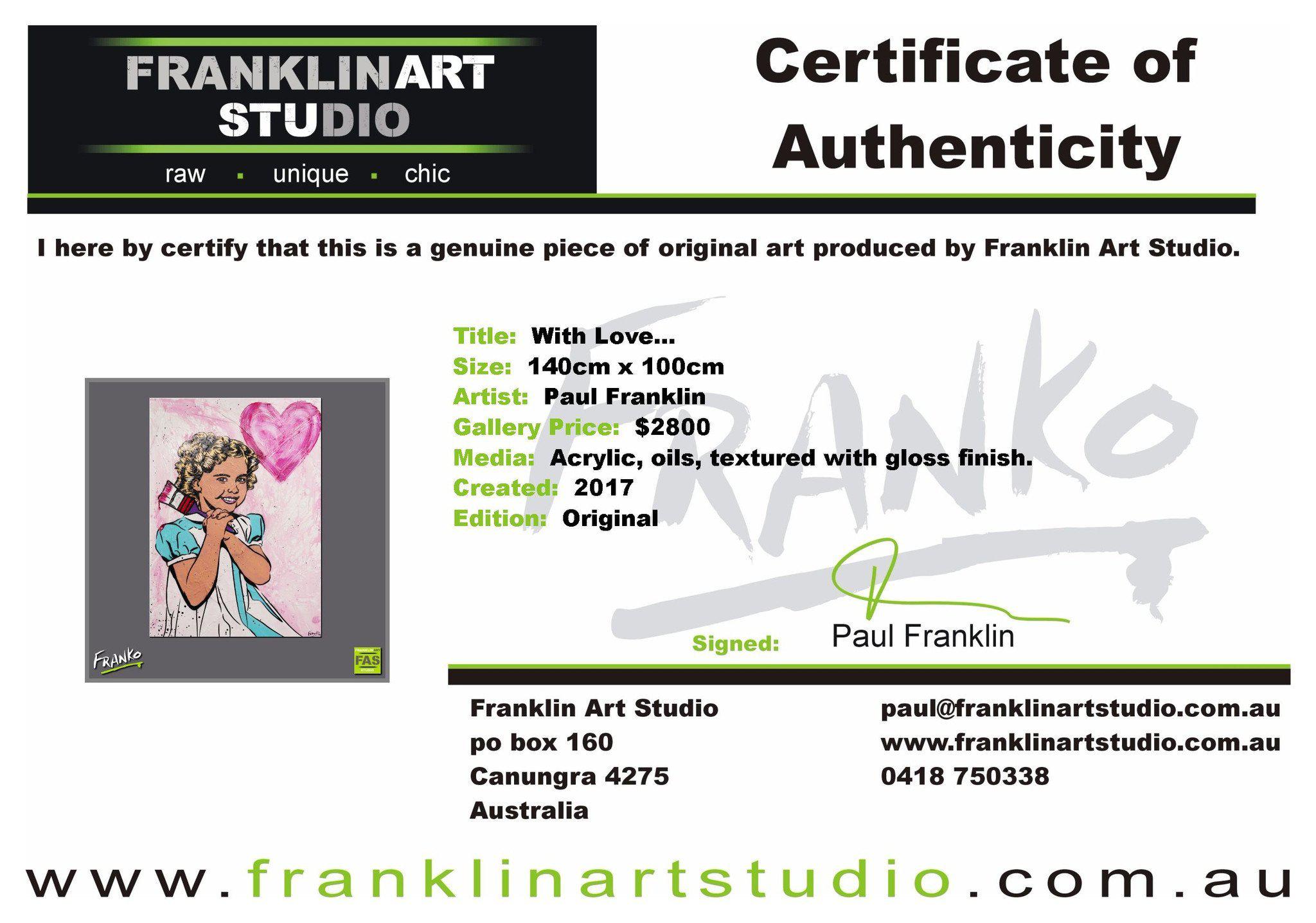 With Love 140cm x 100cm Shirley Temple Pop Art Painting (SOLD)-urban pop-[Franko Artist]-[Cheryl]-[Wendy]-[Gabriela]-Franklin Art Studio
