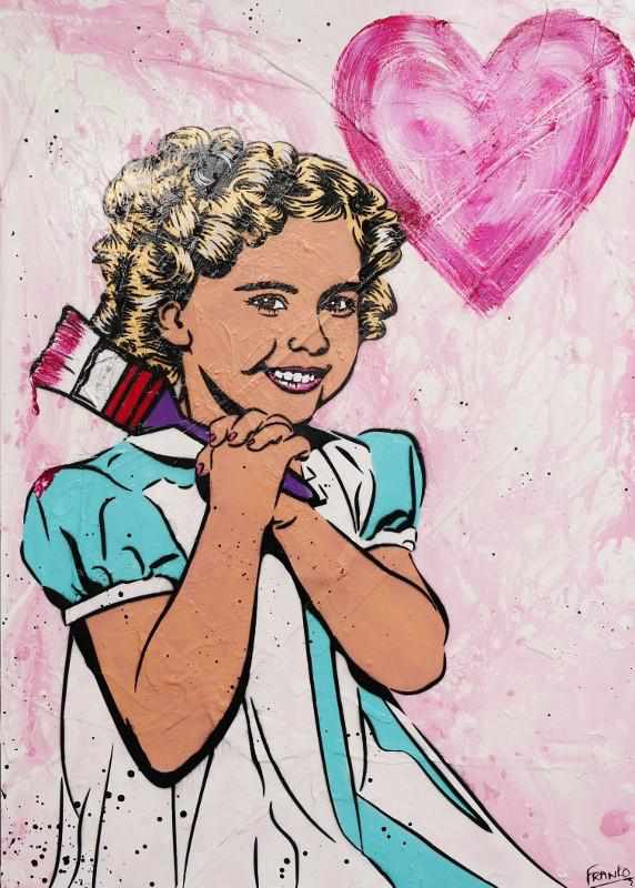 With Love 140cm x 100cm Shirley Temple Pop Art Painting (SOLD)-urban pop-Franko-[Franko]-[Australia_Art]-[Art_Lovers_Australia]-Franklin Art Studio