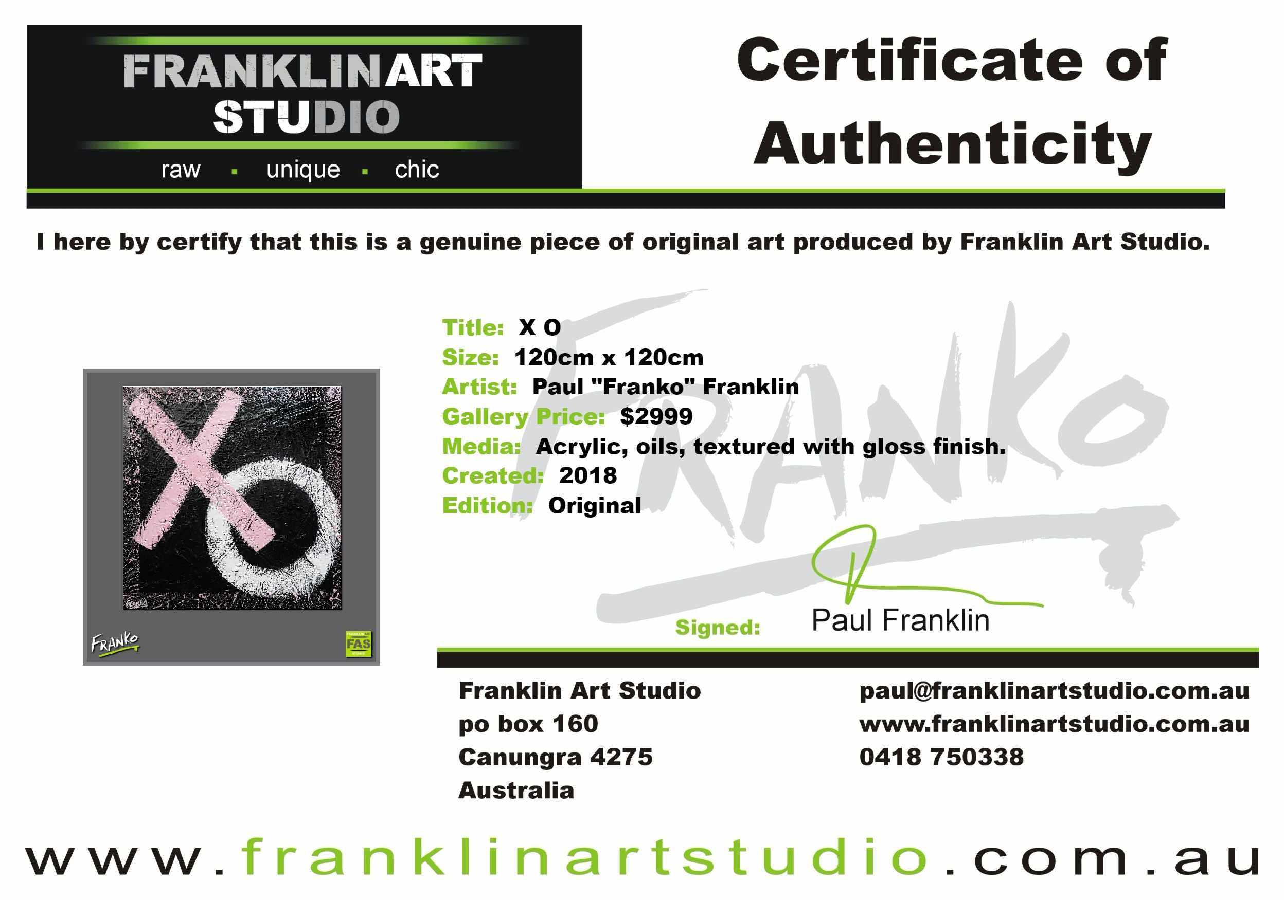 X O 120cm x 120cm Black White Pink Abstract Painting (SOLD)-Abstract-Franko-[franko_art]-[beautiful_Art]-[The_Block]-Franklin Art Studio