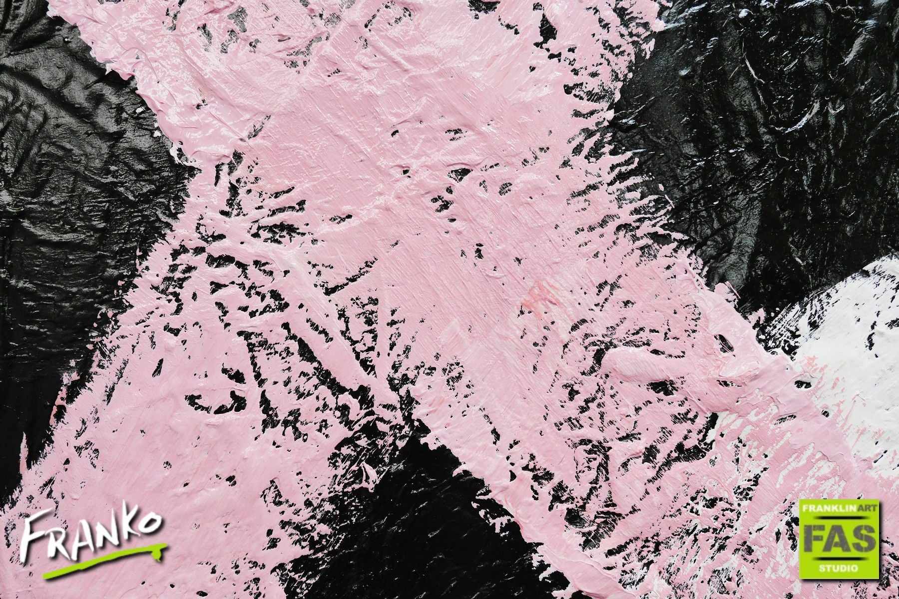 X O 120cm x 120cm Black White Pink Abstract Painting (SOLD)