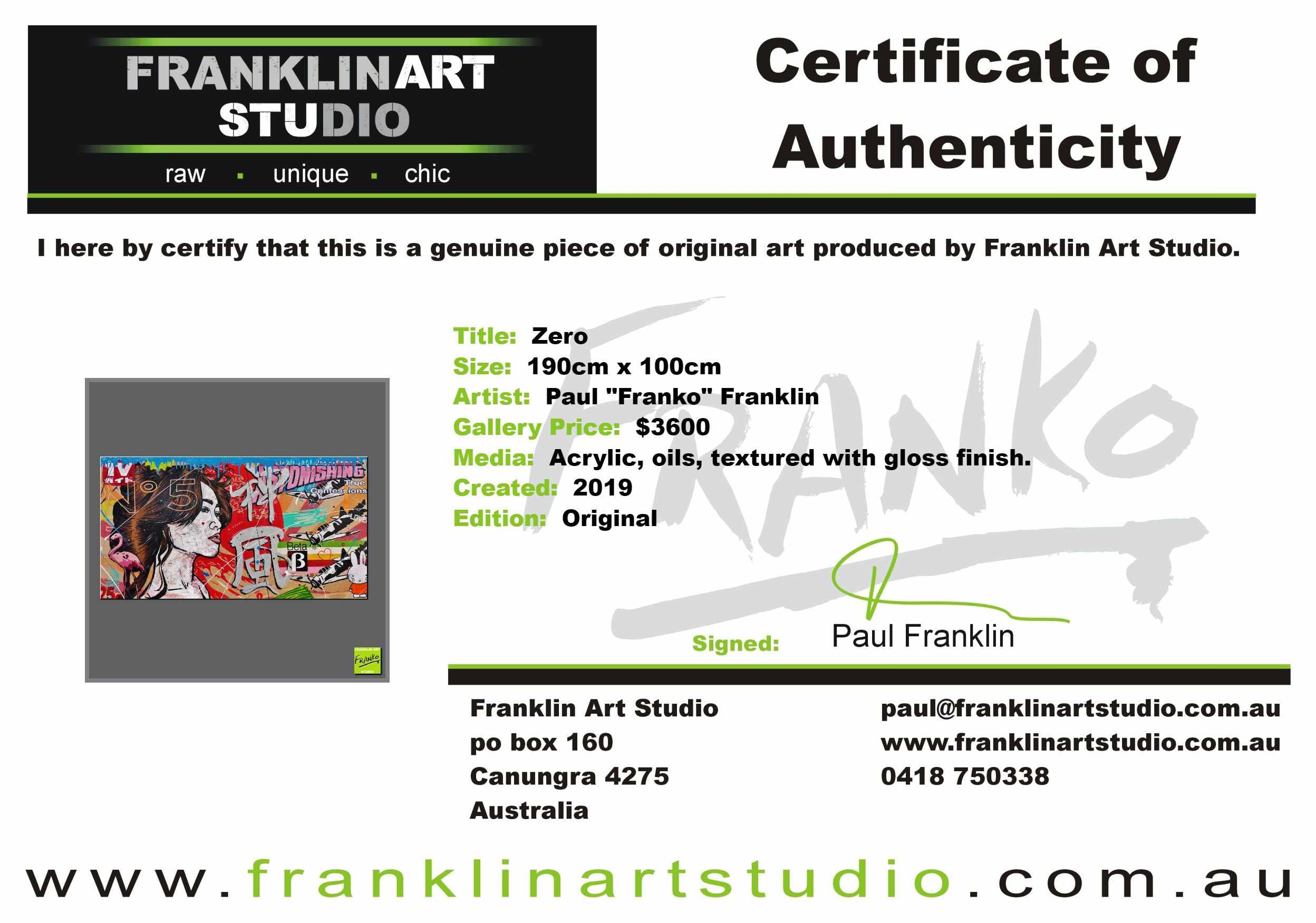 Zero 190cm x 100cm Geisha Textured Urban Pop Art Painting (SOLD)-urban pop-Franko-[franko_art]-[beautiful_Art]-[The_Block]-Franklin Art Studio