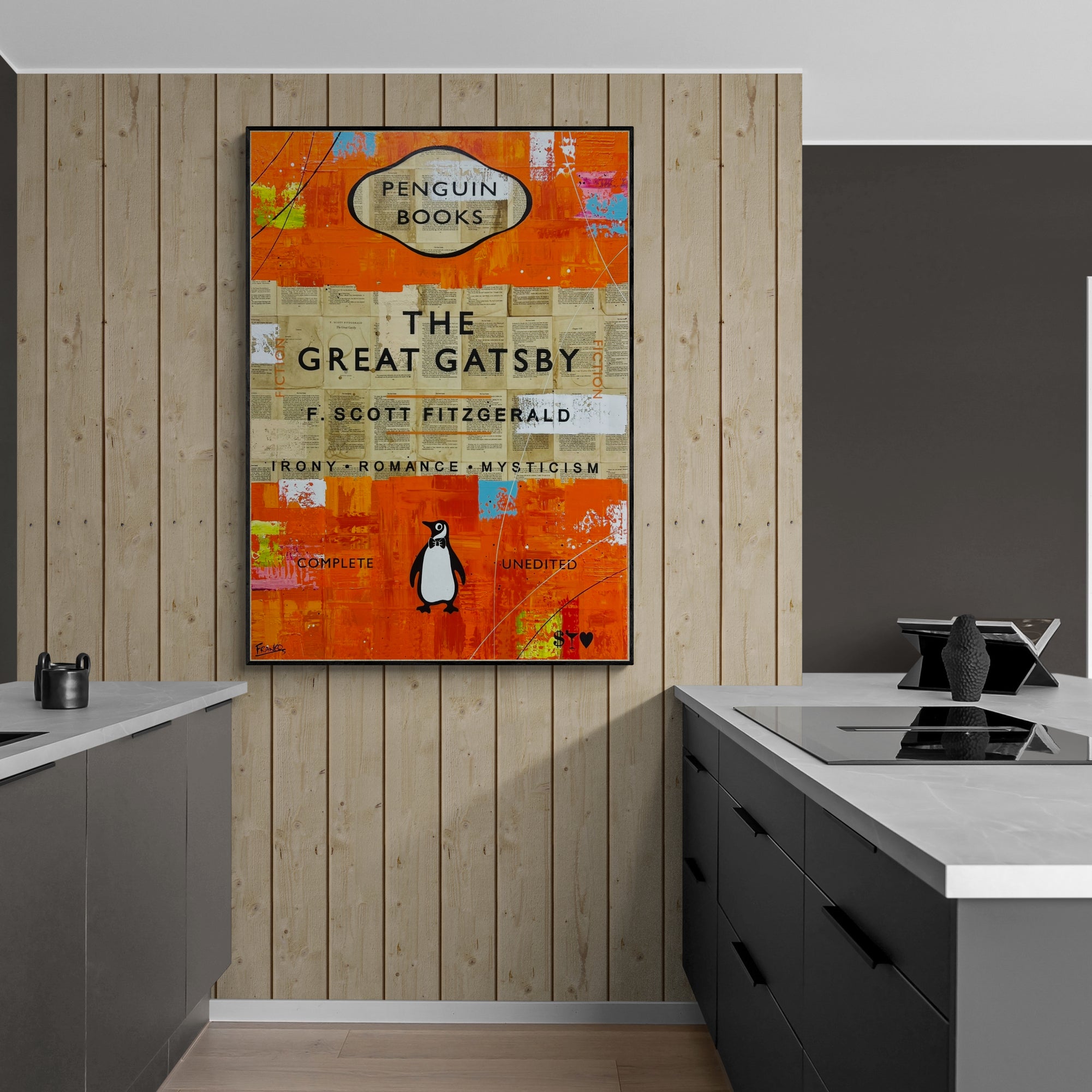 Gatsby Unedited 140cm x 100cm Urban Pop Book Club Painting-book club-[Franko Artist]-[The Block]-[Dream Homes]-[ideas]-Franklin Art Studio