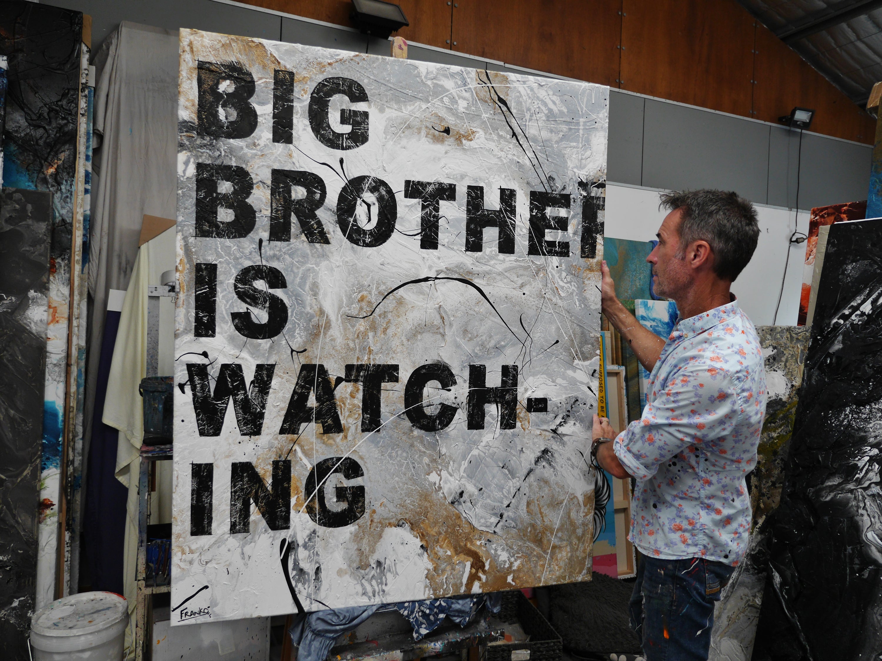 Big Bro 120cm x 150cm Textured Urban Pop Art Painting-Urban Pop Art-[Franko]-[Australian]-[Popular]-[Best Selling]-Franklin Art Studio